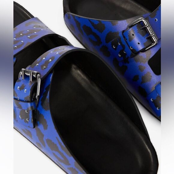 THE KOOPLES BLUE LEATHER LEOPARD-PRINT SANDALS NIB size 41 main image 8